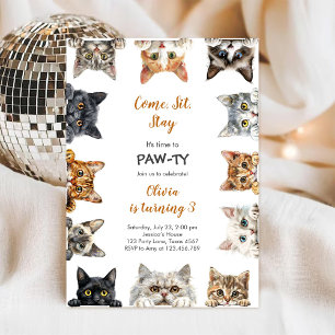 Invitación Es hora de Paw-ty Fiesta Animales Cumpleaños Niños