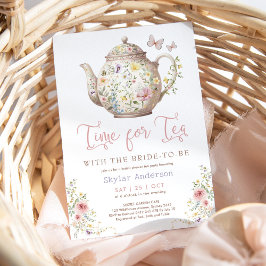 Invitación Es hora de que la ducha de mariposa de flores silv