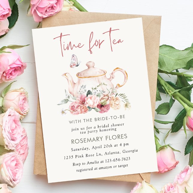 Invitación Es Hora De Que Tea Boho Teapot Bridal Shower (Subido por el creador)