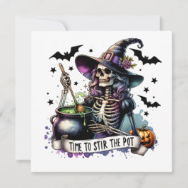 Invitación Es hora de Revolver el Caldero Skeleton Witch
