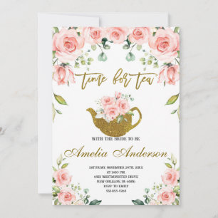 Invitación Es hora de tomar té con la novia, fiesta de desped
