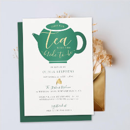 Invitación Es hora de tomar té con una novia de oro esmeralda