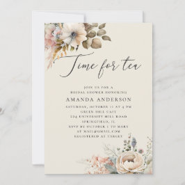 Invitación Es hora de tomar té. Elegante ducha de novia flora