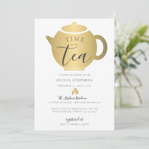 Invitación Es hora de un té elegante y Minimalista ducha de n