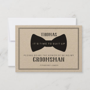 Invitación Es hora de vestirse Groomsman - Black Tie Kraft