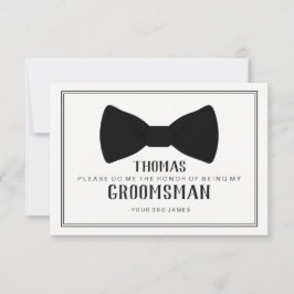 Invitación Es hora de vestirse Groomsman Card - Corbata negra