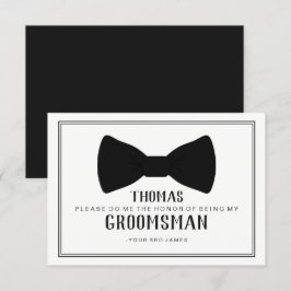 Invitación Es hora de vestirse Groomsman Card - Corbata negra