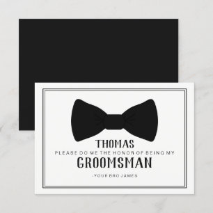 Invitación Es hora de vestirse Groomsman Card - Corbata negra