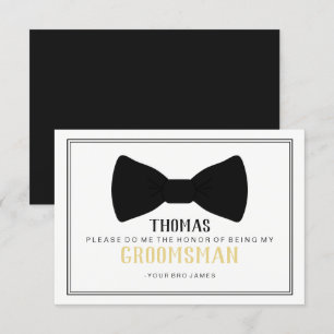 Invitación Es hora de vestirse Groomsman Card - Corbata negra