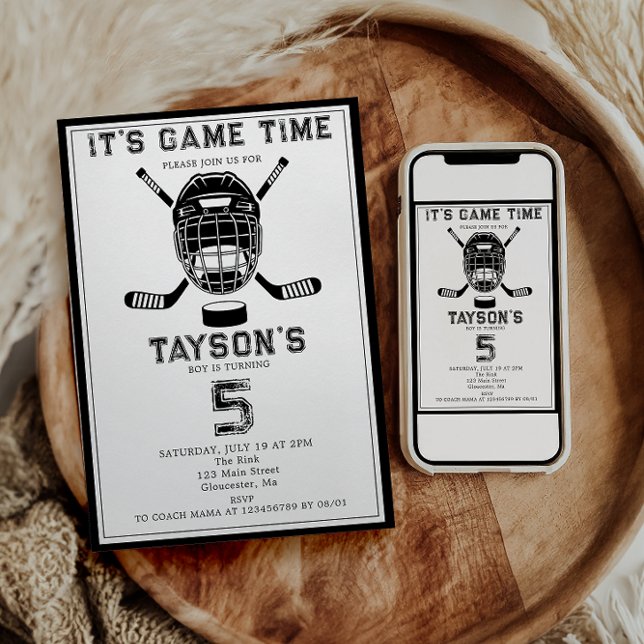 Invitación ¡Es hora del hockey: Fiesta de cumpleaños número 5 (Subido por el creador)