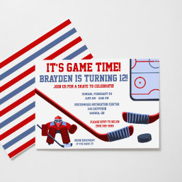 Invitación ¡Es hora del juego! Fiesta de cumpleaños de hockey