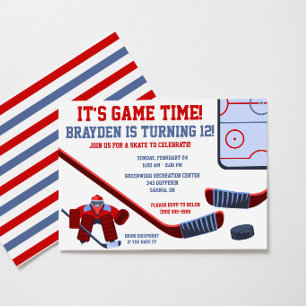Invitación ¡Es hora del juego! Fiesta de cumpleaños de hockey
