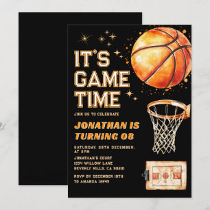 Invitación Es hora del partido Cumpleaños de baloncesto para 