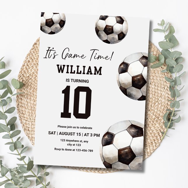Invitación Es hora del partido de fútbol Cumpleaños chicos Fi (Subido por el creador)