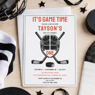 Invitación Es hora del partido de hockey Cumpleaños número 1