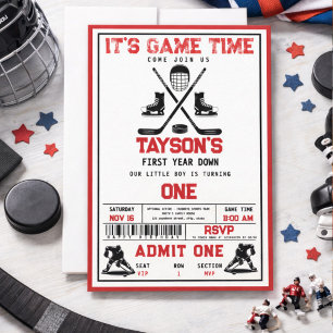 Invitación Es hora del partido de hockey Cumpleaños número 1