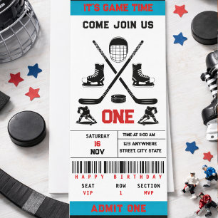 Invitación Es hora del partido de hockey Cumpleaños número 1