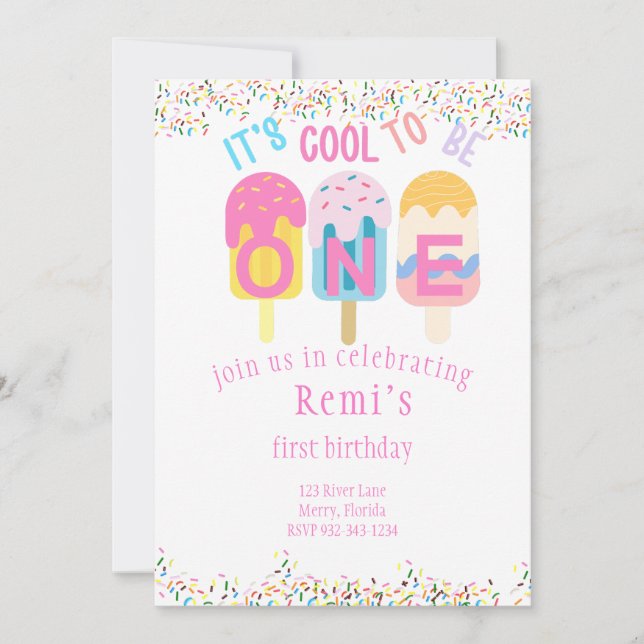 Invitación Es la fiesta de cumpleaños de Guay to Be One, Pops (Anverso)