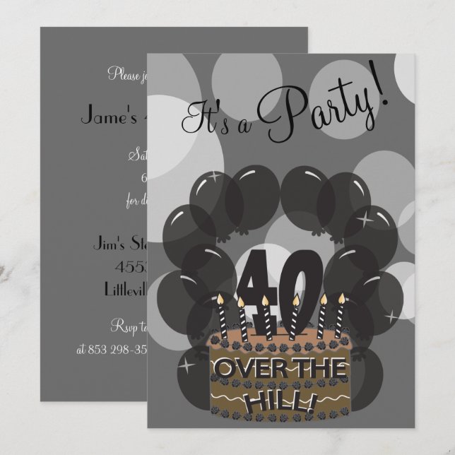 Invitación Es la fiesta de cumpleaños número 40 en Hill (Anverso / Reverso)