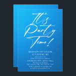 Invitación Es la hora del Fiesta 40 cumpleaños Fiesta simple<br><div class="desc">Es el Fiesta Time 40th 40th Birthday Party Simple Elegant Invitation Invite presenta un diseño minimalista con el texto "¡Es la hora del Fiesta!" en la tipografía moderna de escritura de caligrafía blanca y personalizado debajo con el texto personalizado en un fondo azul. Se pueden cambiar el estilo y el...</div>
