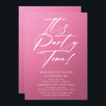 Invitación Es la hora del Fiesta 40 cumpleaños Fiesta simple<br><div class="desc">Es el Fiesta Time 40th 40th Birthday Party Simple Elegant Invitation Invite presenta un diseño minimalista con el texto "¡Es la hora del Fiesta!" en la moderna tipografía de escritura de caligrafía blanca y personalizado debajo con el texto de tu personalizado en un fondo rosado. Se pueden cambiar el estilo...</div>