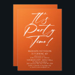 Invitación Es la hora del Fiesta 40 cumpleaños Fiesta simple<br><div class="desc">Es la Hora del Fiesta 40º 40º aniversario del partido Invitación simple elegante presenta un diseño minimalista con el texto "¡Es el momento del Fiesta!" en la tipografía moderna de escritura de caligrafía blanca y personalizado debajo con el texto personalizado en un fondo naranja. Se pueden cambiar el estilo y...</div>