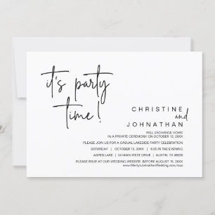 Invitación Es la hora del Fiesta, Boda Elopement Dinner Fiest