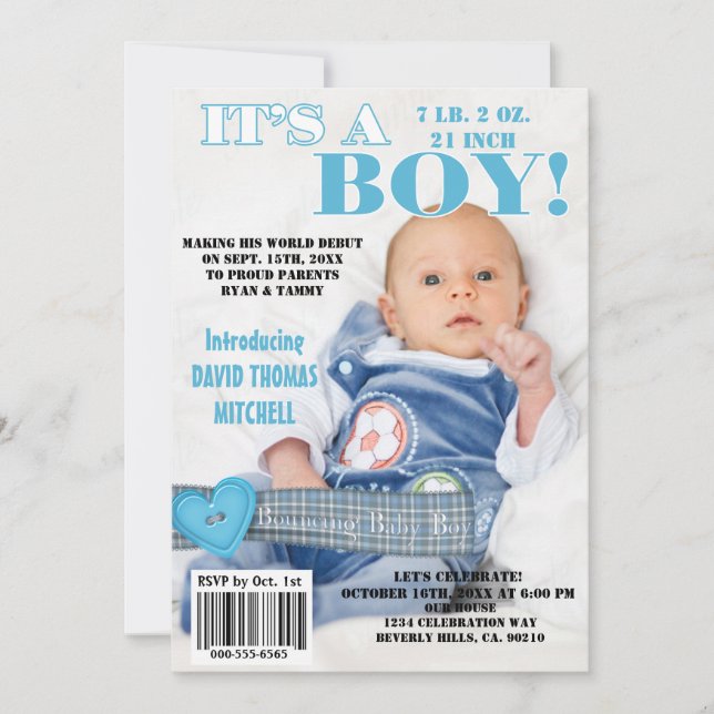 Invitación Es la portada de la revista Baby Boy (Anverso)
