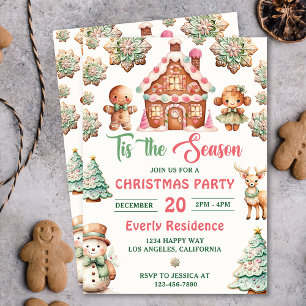 Invitación Es La Temporada Galleta De Jengibre Navidad Fiesta