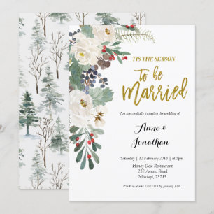 Invitación Es la temporada para estar casado Floral de Navida