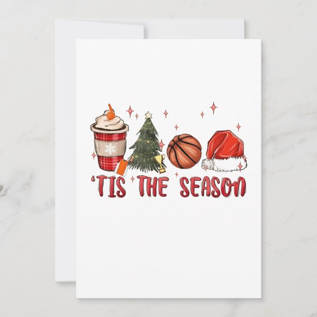 Invitación Es la temporada Xmas Navidad Baloncesto  (Anverso)
