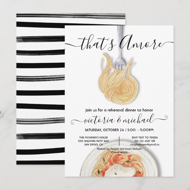 Invitación Es más el ensayo italiano de la pasta para la cena (Anverso / Reverso)