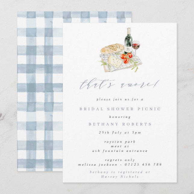 Invitación Es mejor picnic de ducha de novia con vino y queso (Anverso / Reverso)