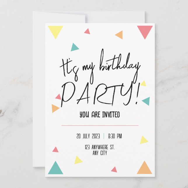 Invitación ¡Es mi fiesta de cumpleaños! personalizada (Anverso)