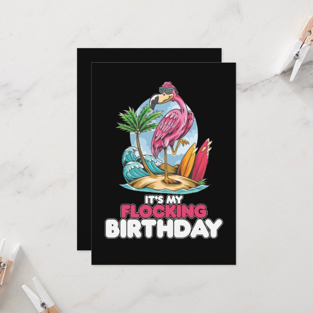 Invitación Es mi flamenco de cumpleaños (Anverso/Reverso In Situ)