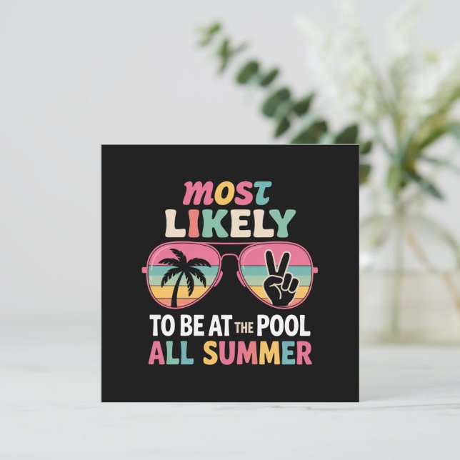 Invitación Es Muy Probable Que Esté En La Piscina Todo El Mae (Anverso de pie)