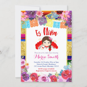 Invitación es niña Chica mexicano español Baby Shower