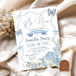 Invitación Es Nina Mexicana Floral Azul Baby Shower