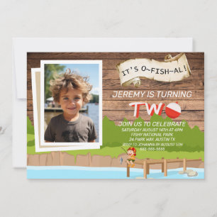Invitación Es O FISH AL Primera Cumpleaños de Pesca