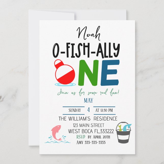 Invitación Es O-Fish-Ally One, 1er cumpleaños (Anverso)