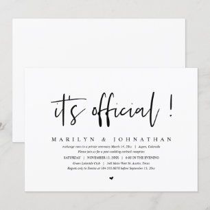Invitación Es oficial, Boda Elopement Dinner y Fiesta