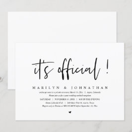 Invitación Es oficial, cena y fiesta de boda clandestina