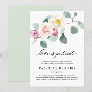 Invitación Es Paciente el Amor Postergación de Boda Eucalipto
