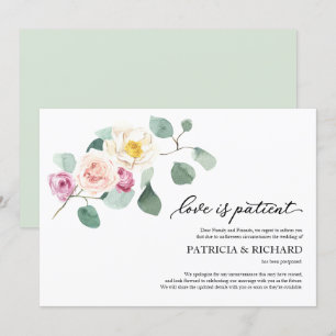 Invitación Es Paciente el Amor Postponement de Boda Eucalipto