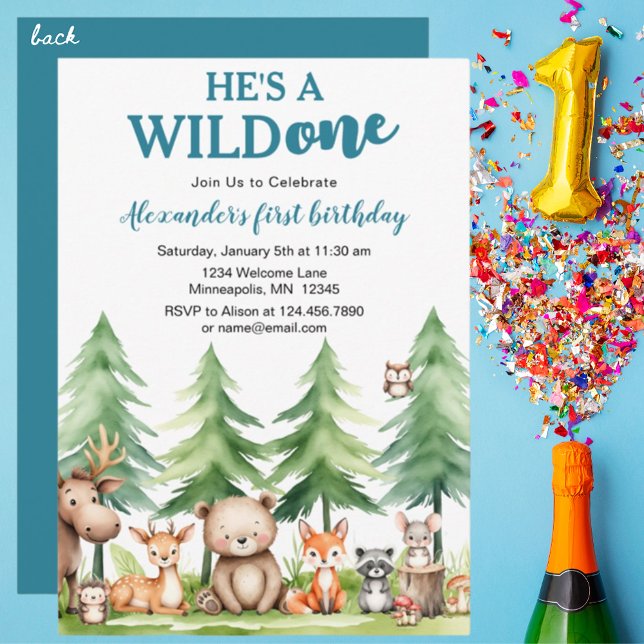 Invitación Es salvaje - Los animales de Woodland Cumpleaños P (Subido por el creador)