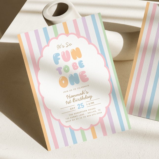 Invitación Es Tan Divertido Cumplir Un Año con una Raya Paste (Subido por el creador)