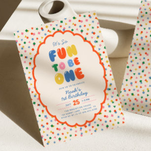 Invitación Es Tan Divertido Ser Confeti Audaz Cumpleaños 1