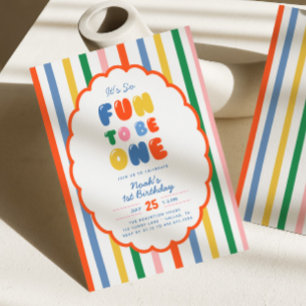 Invitación Es Tan Divertido Ser Raya De Color Audaz Cumplea