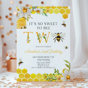 Invitación Es tan dulce ser el segundo Fiesta de cumpleaños