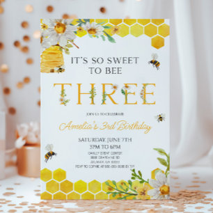 Invitación Es tan dulce ser el tercer Fiesta de cumpleaños